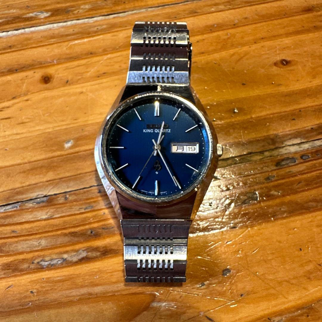 SEIKO キングクォーツ　腕時計 ブルー　稼動品　4823-8010 美品