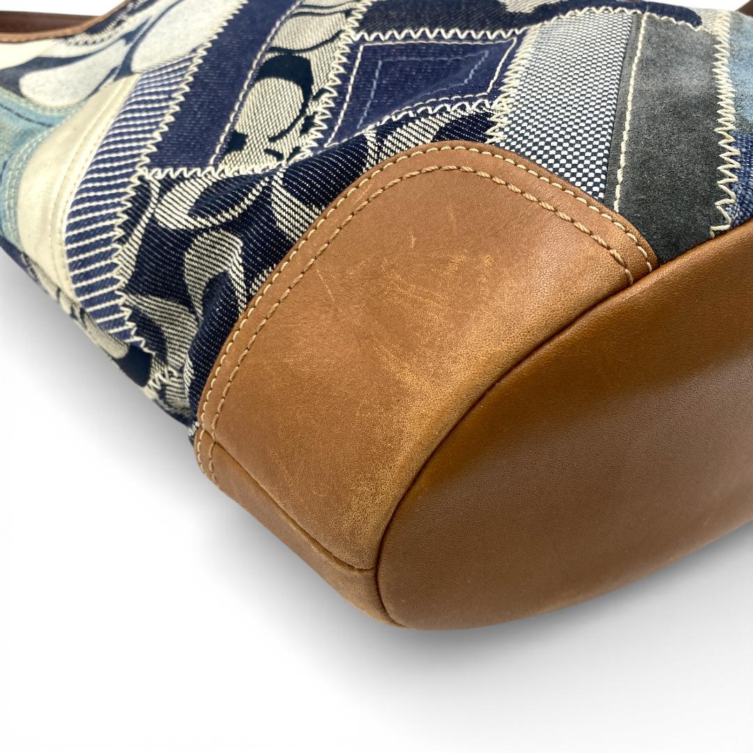 【COACH】デニム×パッチワーク バケツ型ショルダーバッグ