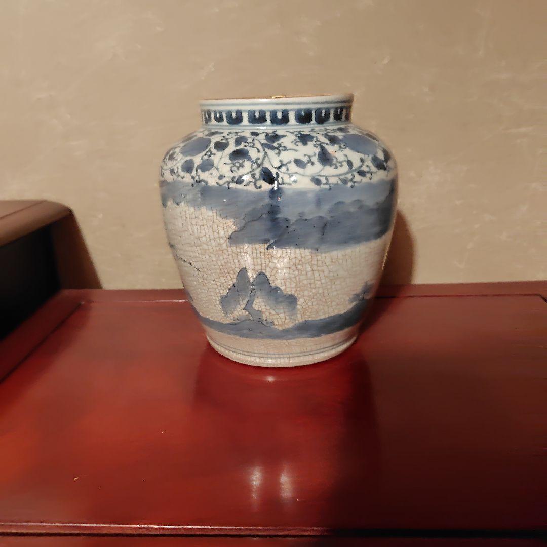 古伊万里 染付 山水図 壺