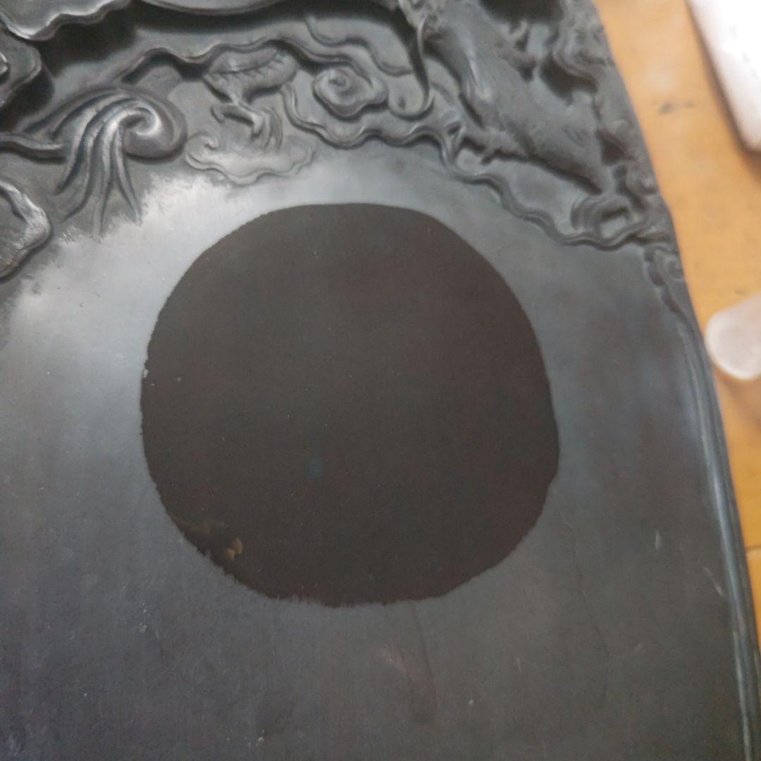 大きな硯 雲龍彫り 台座付き 書道 硯 特大 匿名配送 メルカリ便