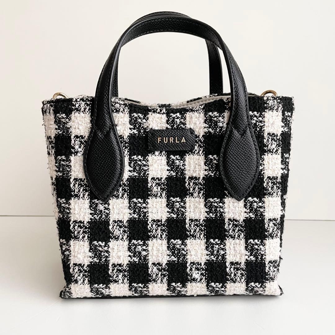 フルラ FURLA ハンドバッグ 2way エラ ツイード ブラック 新品保管