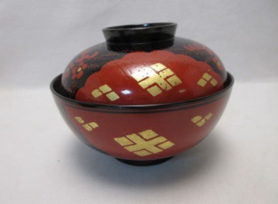 美品 懐石道具 木製 正法寺蒔絵 煮物椀 5客揃 内黒 おしゃれ 和食器