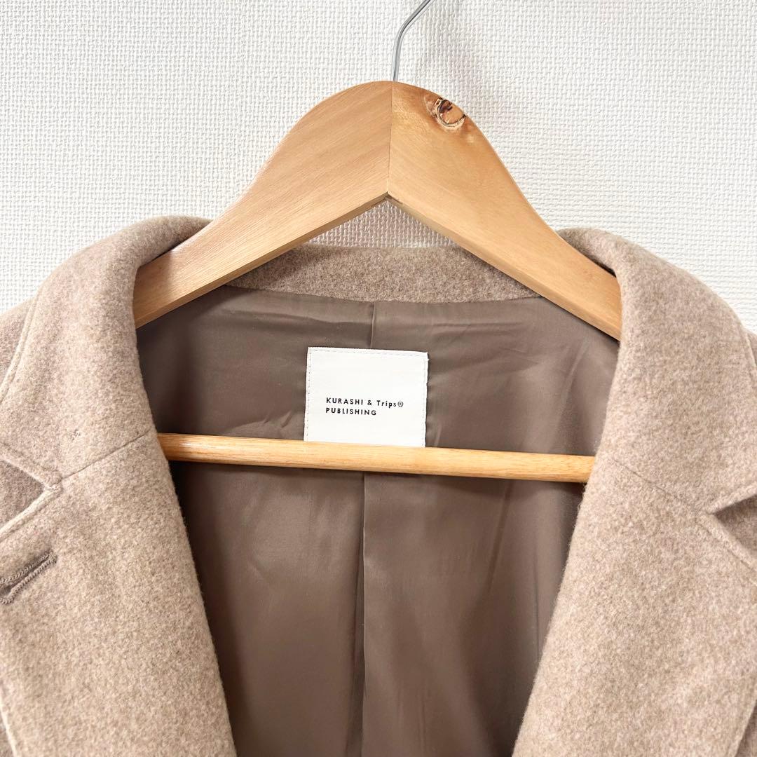 北欧、暮らしの道具店 3WAYアレンジ襟のかろやかチェスターコート　ベージュ