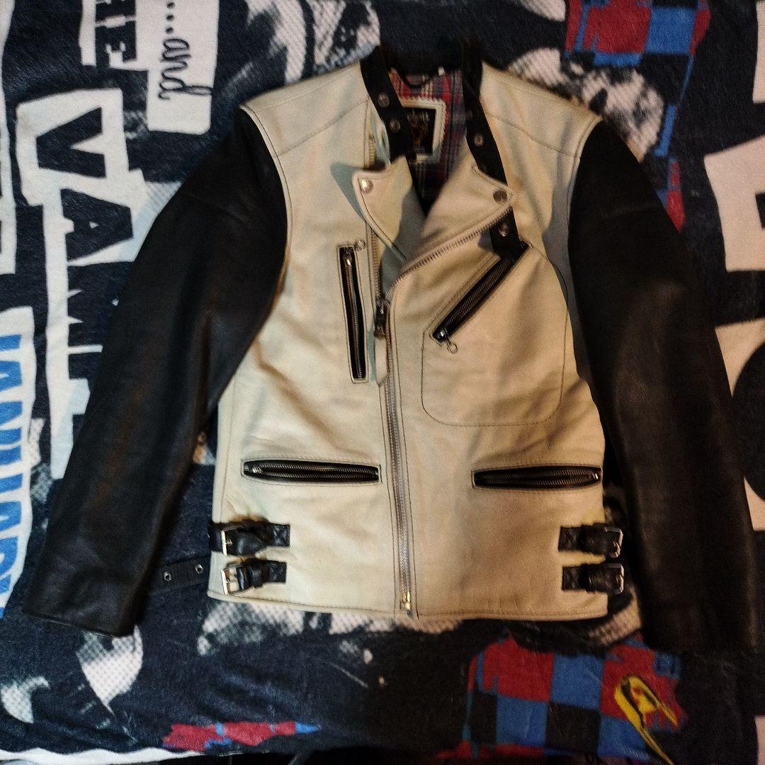 Schott シングルライダースジャケット S　バイカラー　白　黒