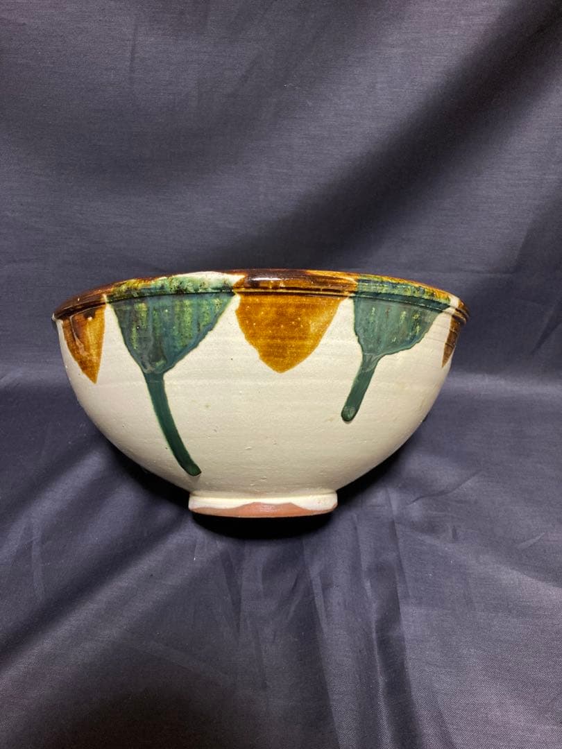 古い龍門司焼？　三彩鉢　薩摩焼　民藝　民芸　アンティーク　金魚鉢