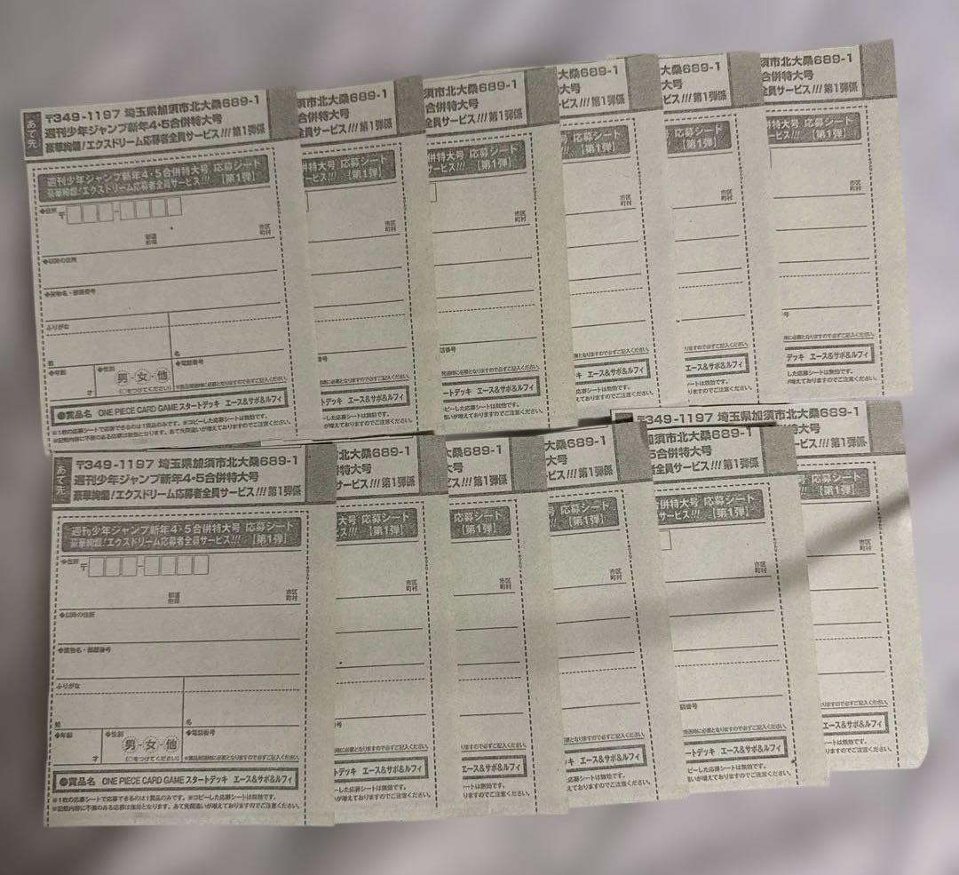 【即日発送】週刊少年ジャンプ　4・5号　合併号　応募券12枚セット