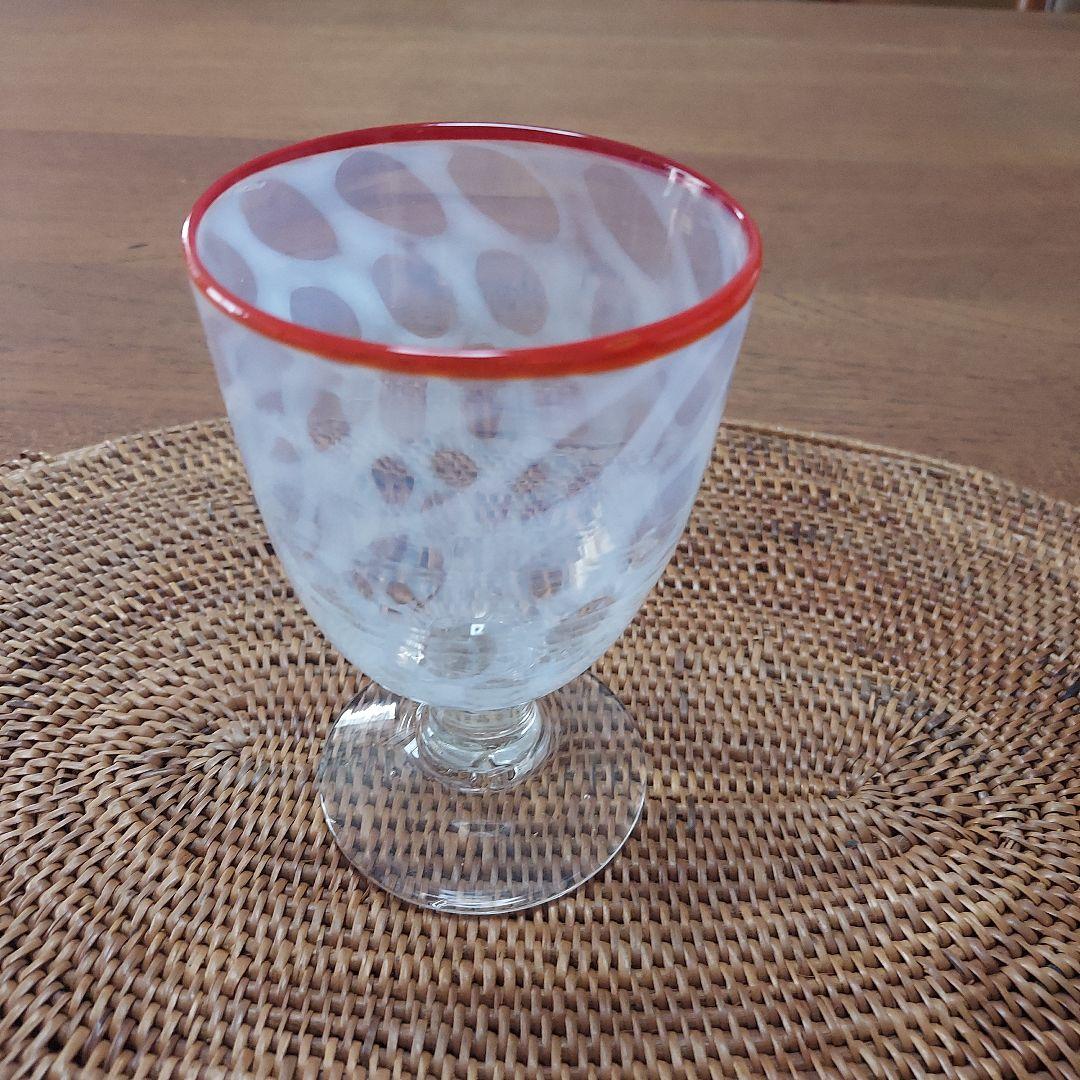 和ガラス　なつめ型水玉紋様　氷コップ