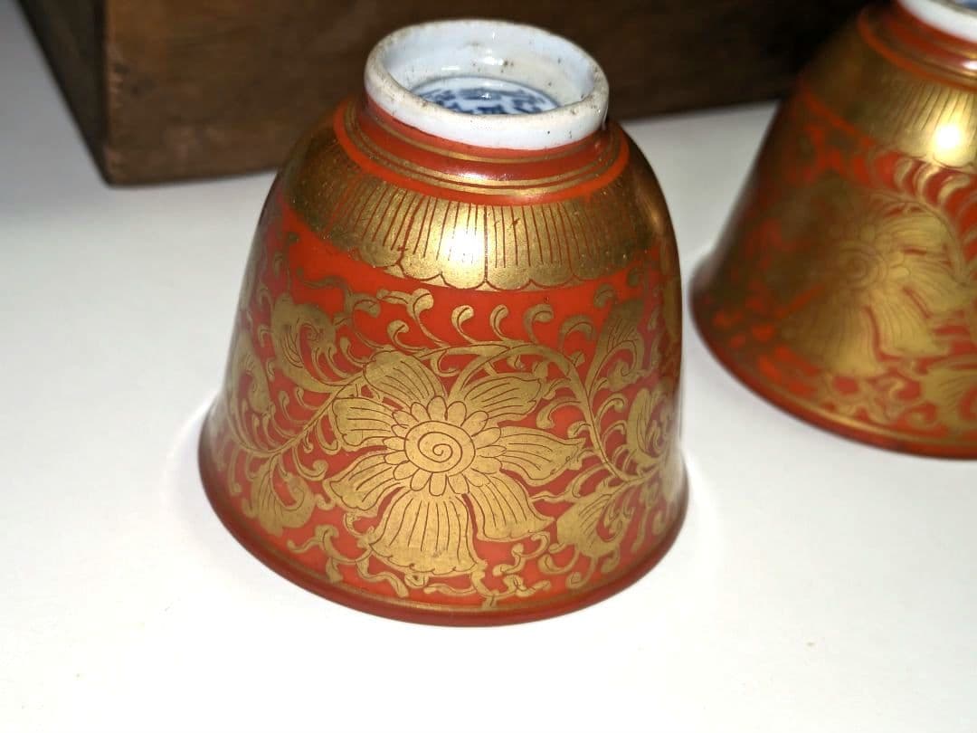 大日本永楽造 金襴手 茶碗 5客