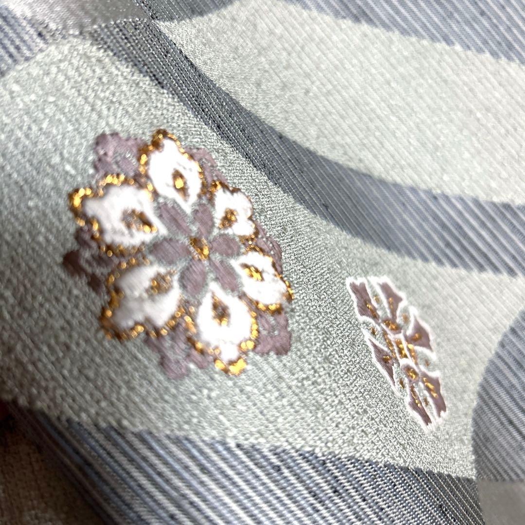 正絹　袋帯《幾何学　花紋様》