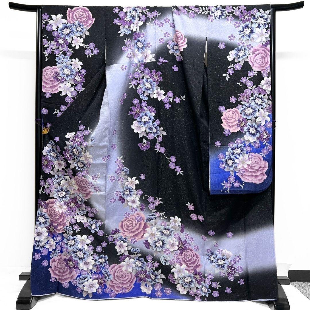 銀通し　刺繍　百合　薔薇模様　振袖　晴れの日　成人式　卒業式　着物　115p