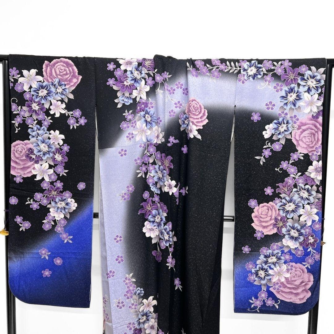 銀通し　刺繍　百合　薔薇模様　振袖　晴れの日　成人式　卒業式　着物　115p