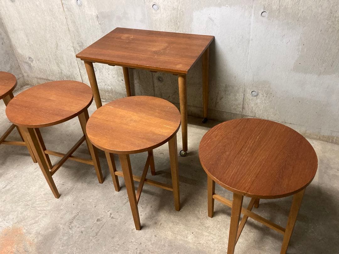 名作! デンマーク60s ネスト テーブル 折りたたみ ヴィンテージ 木製