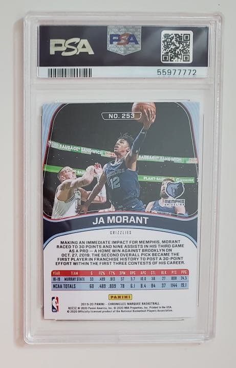 2019 panini Ja Morant Blue 99枚限定RC PSA10