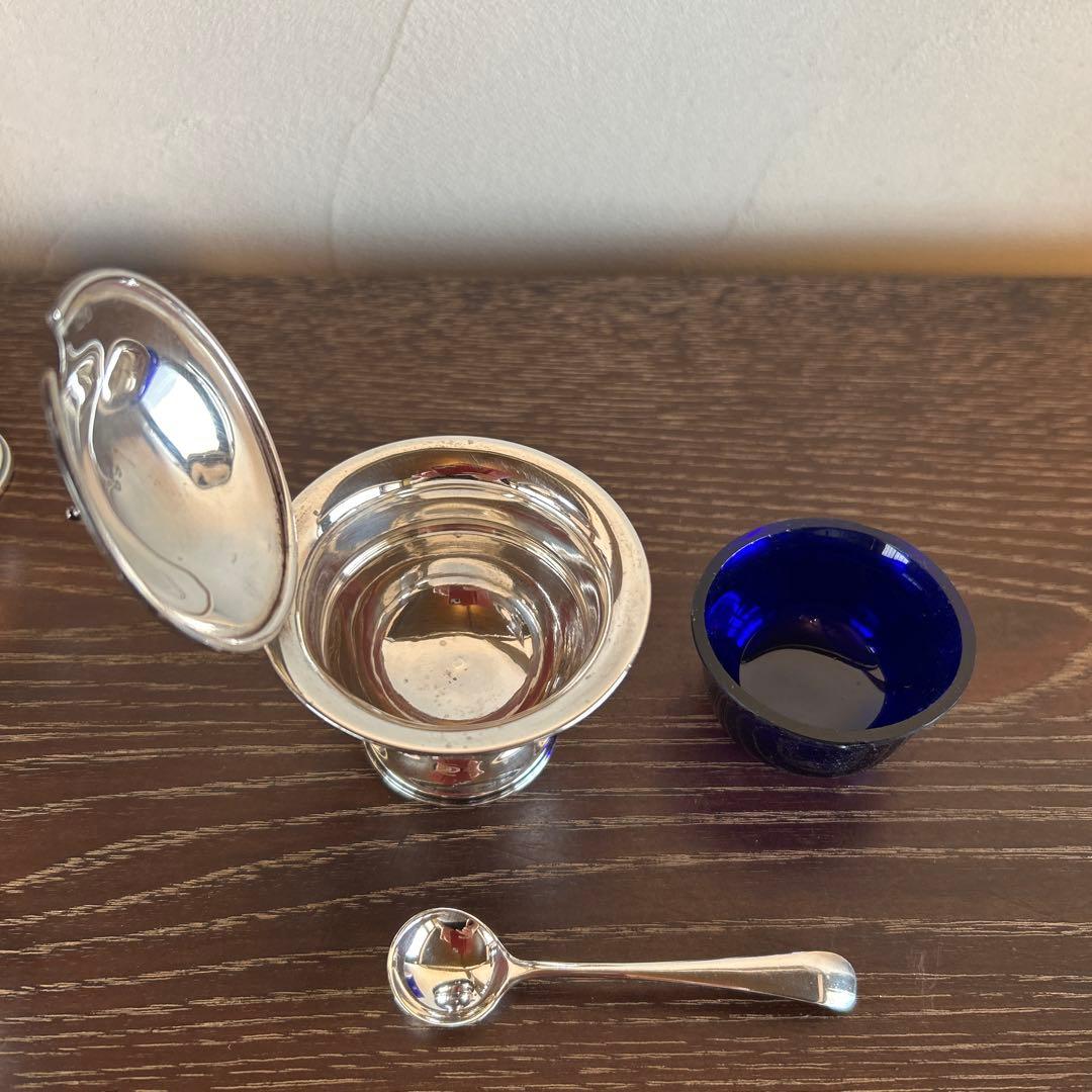 希少　純銀　ソルト、ペッパー、マスタード、シュガー入れ　4点セット