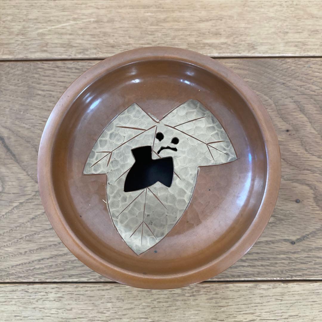 玉川堂　葉文　銅製　鎚起銅器　建水　茶こぼし　共箱　伝統工芸品