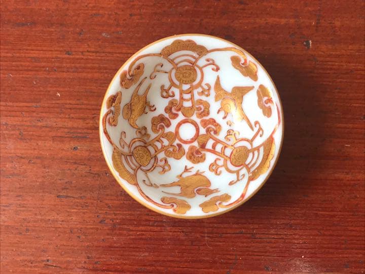 骨董　アンティーク　大日本永楽造　金彩　染付　煎茶碗　酒器　猪口　染錦