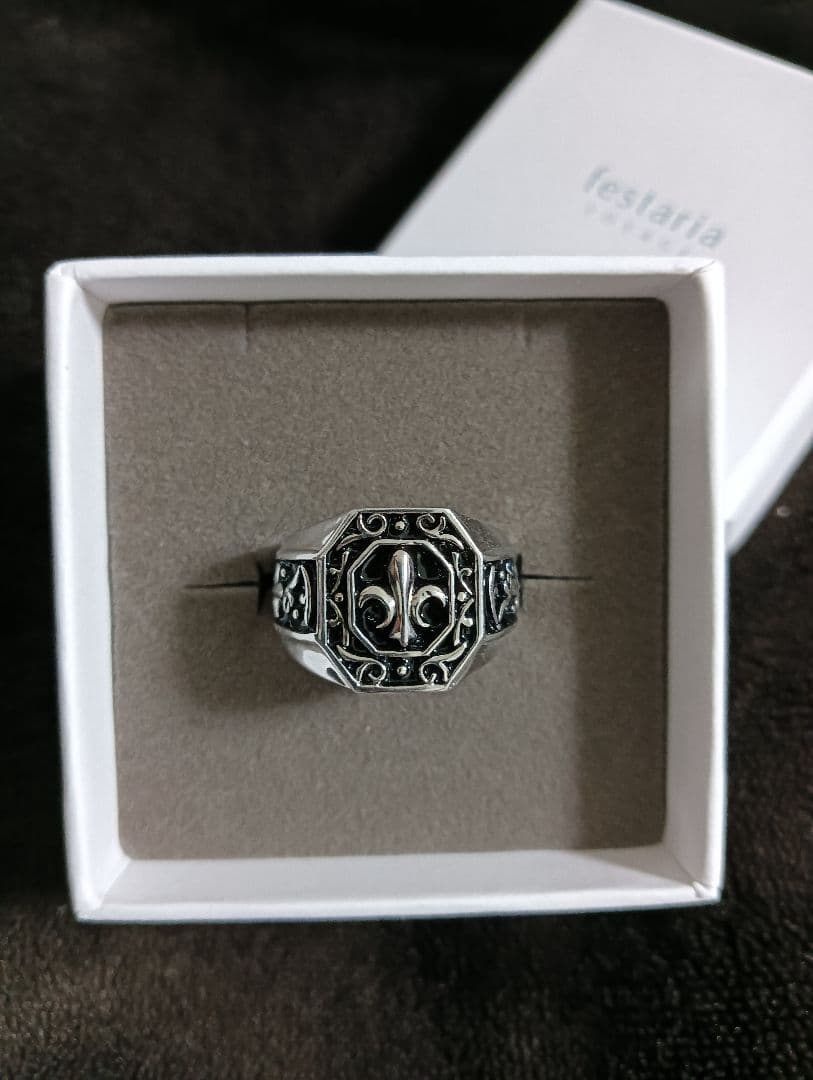 festaria 百合の紋章　sv925　シグネットリング　16号　 約20ｇ