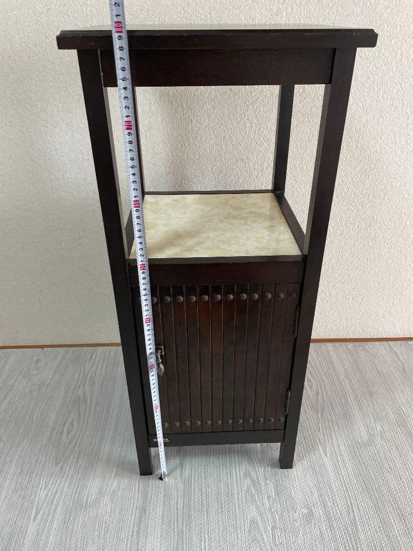 【アンティーク】カリモク 木製 電話台 FAX台 収納棚 昭和レトロ 古家具