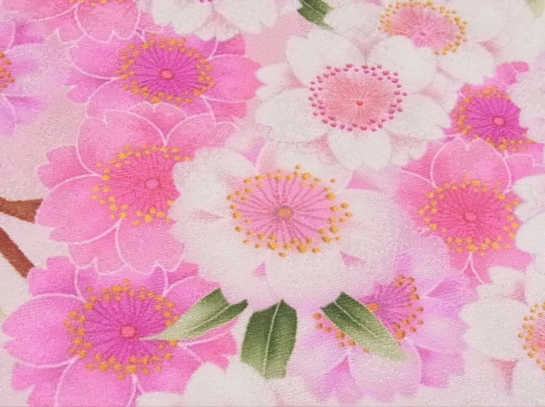 豪華振袖　仮絵羽　八重桜　暈し染め　正絹　未使用品　身丈178cm（肩から）