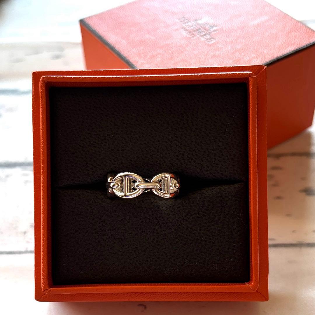 HERMESシェーヌダンクル アンシェネ リング49号/完品/極美品/正規品