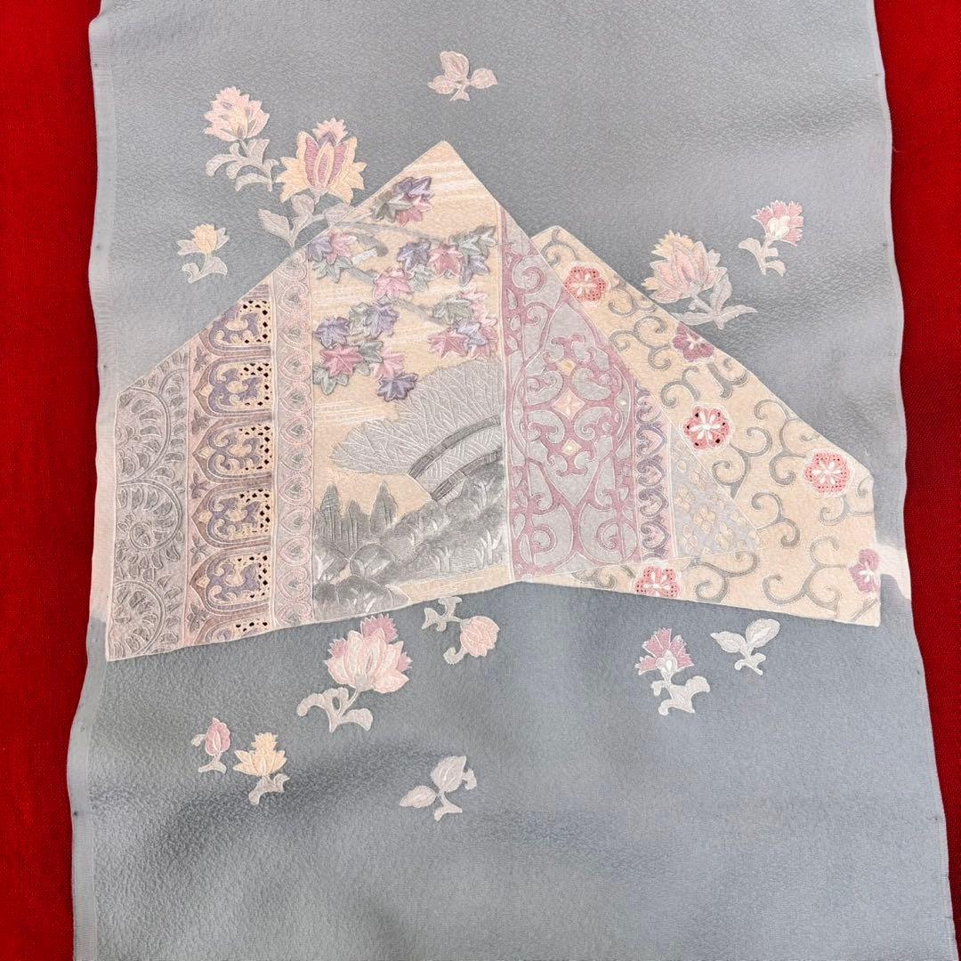 色無地反物　蘇州刺繍 未使用　アイスブルー