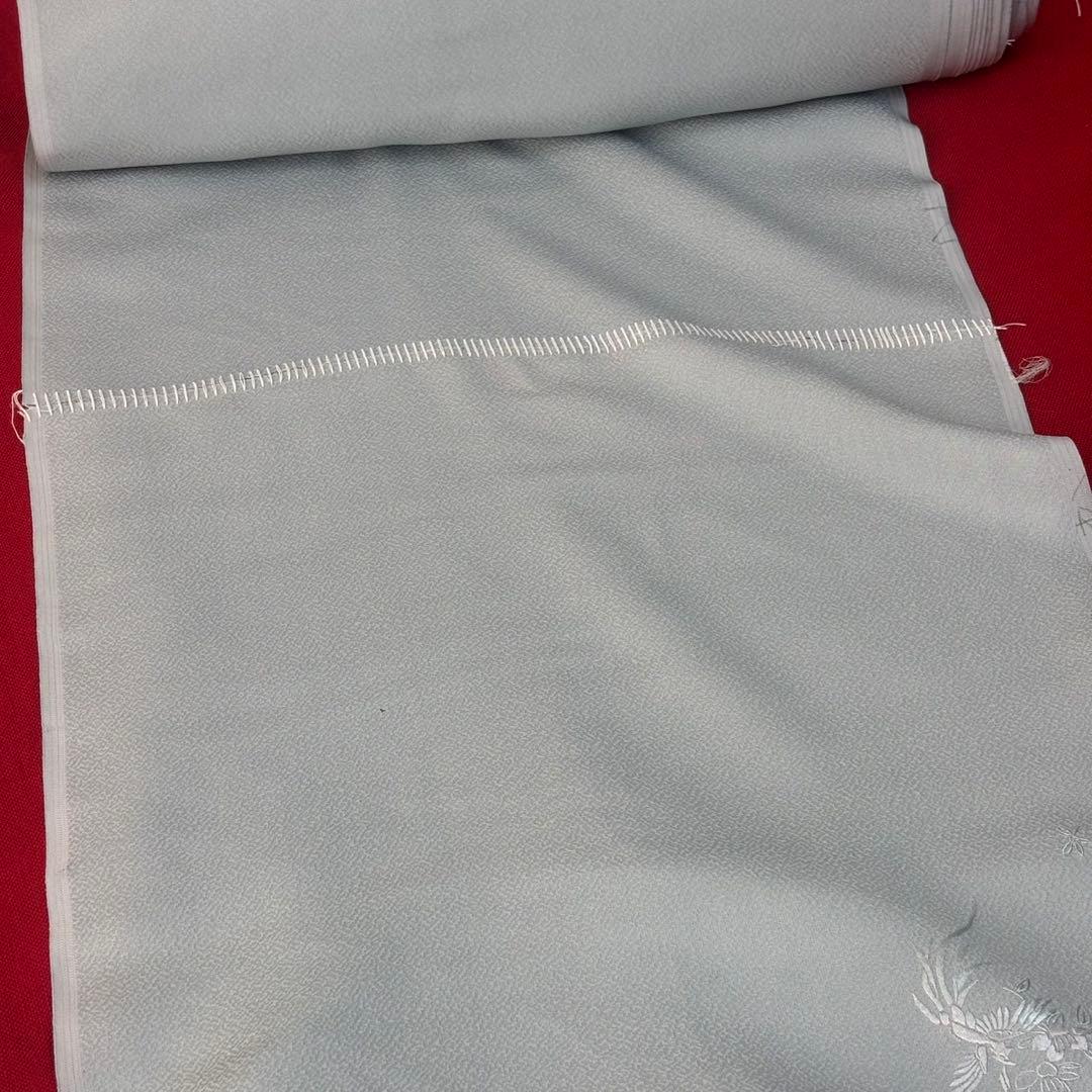 色無地反物　蘇州刺繍 未使用　アイスブルー