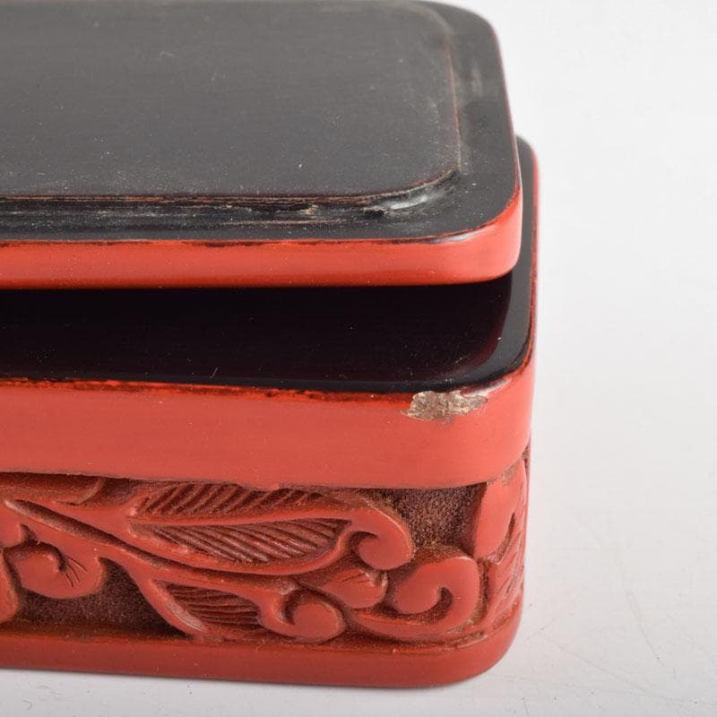 スペード　龍斎作　堆朱　花草文　御菓子器揃　時代二重箱　C　8871A