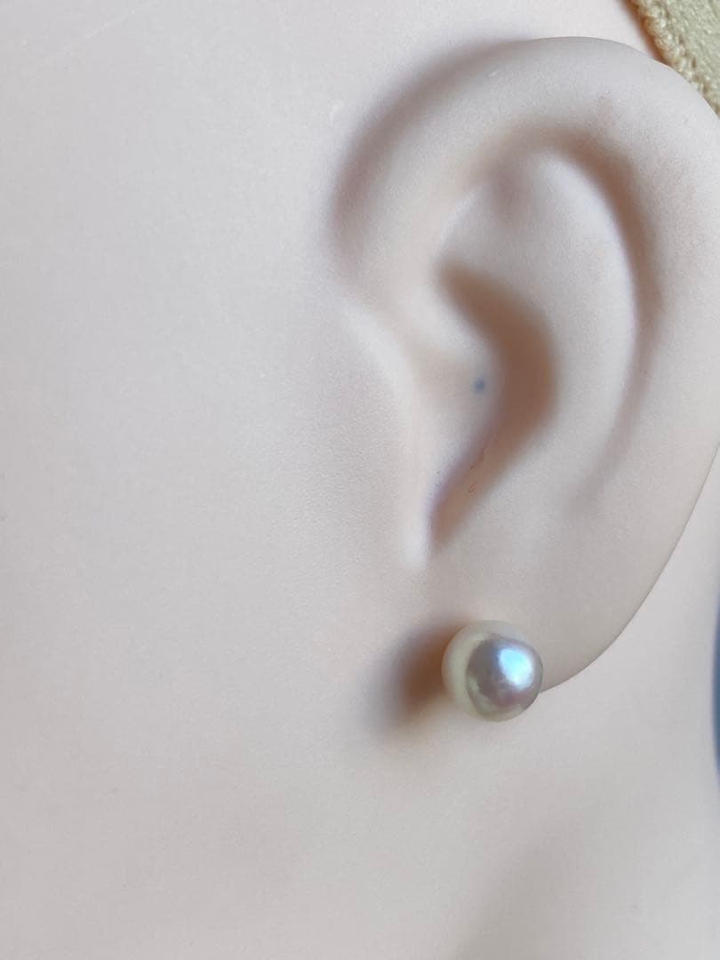 1804 あこや真珠　K18 テリ良い　6.5-7mmパールピアス　Aly手作