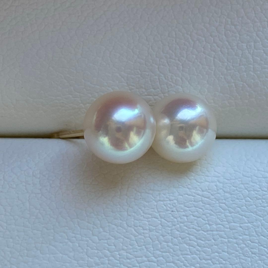 1804 あこや真珠　K18 テリ良い　6.5-7mmパールピアス　Aly手作