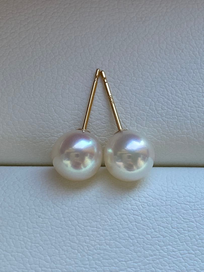 1804 あこや真珠　K18 テリ良い　6.5-7mmパールピアス　Aly手作