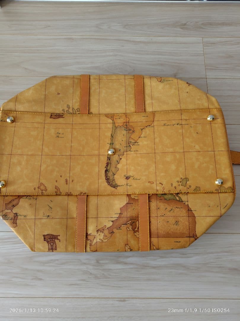 プリマクラッセ　地図柄 レザー ボストンバッグ