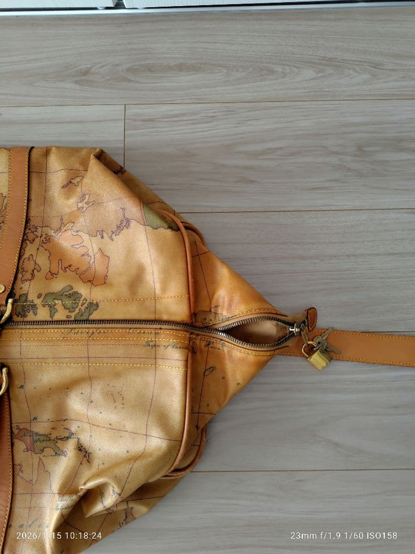 プリマクラッセ　地図柄 レザー ボストンバッグ