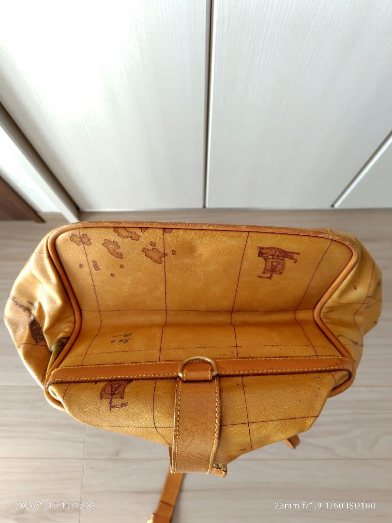 プリマクラッセ　地図柄 レザー ボストンバッグ