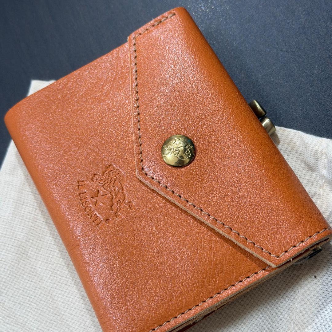 【新品未使用】イルビゾンテ 二つ折り がま口 財布 キャラメル ヤキヌメ