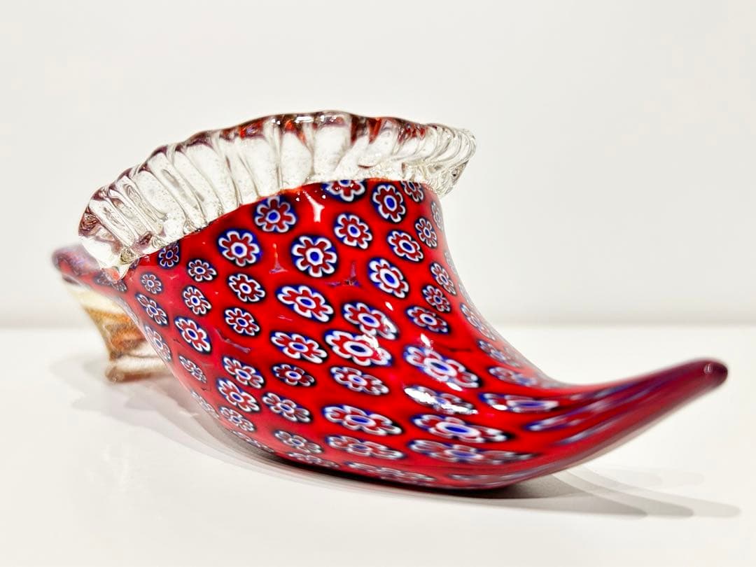 レトロポップ ベネチアンガラス ムラーノ ミルフィオリ 靴 花 ペーパーウエスト