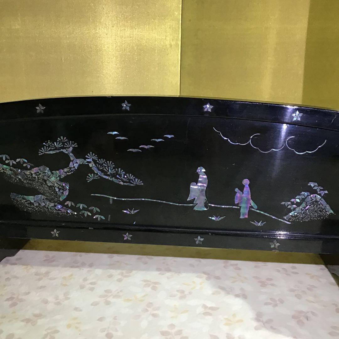 高級漆塗り夜光貝螺鈿　大小3本掛　刀掛　時代物　　　　　　　書1