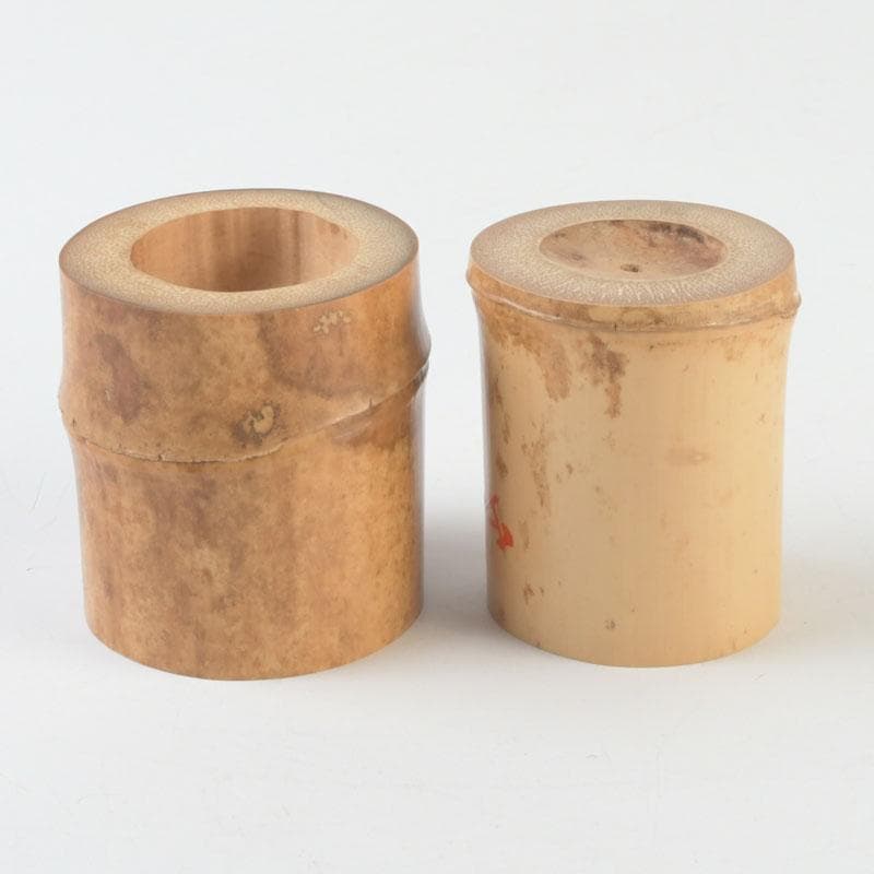 茶道具　大徳寺　柴野　長谷川寛州作　竹蓋置　一双　共箱　V　9796