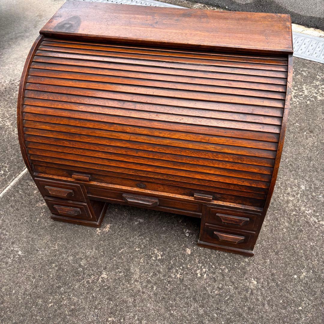 アンティーク 家具 ロールトップデスク 蛇腹机