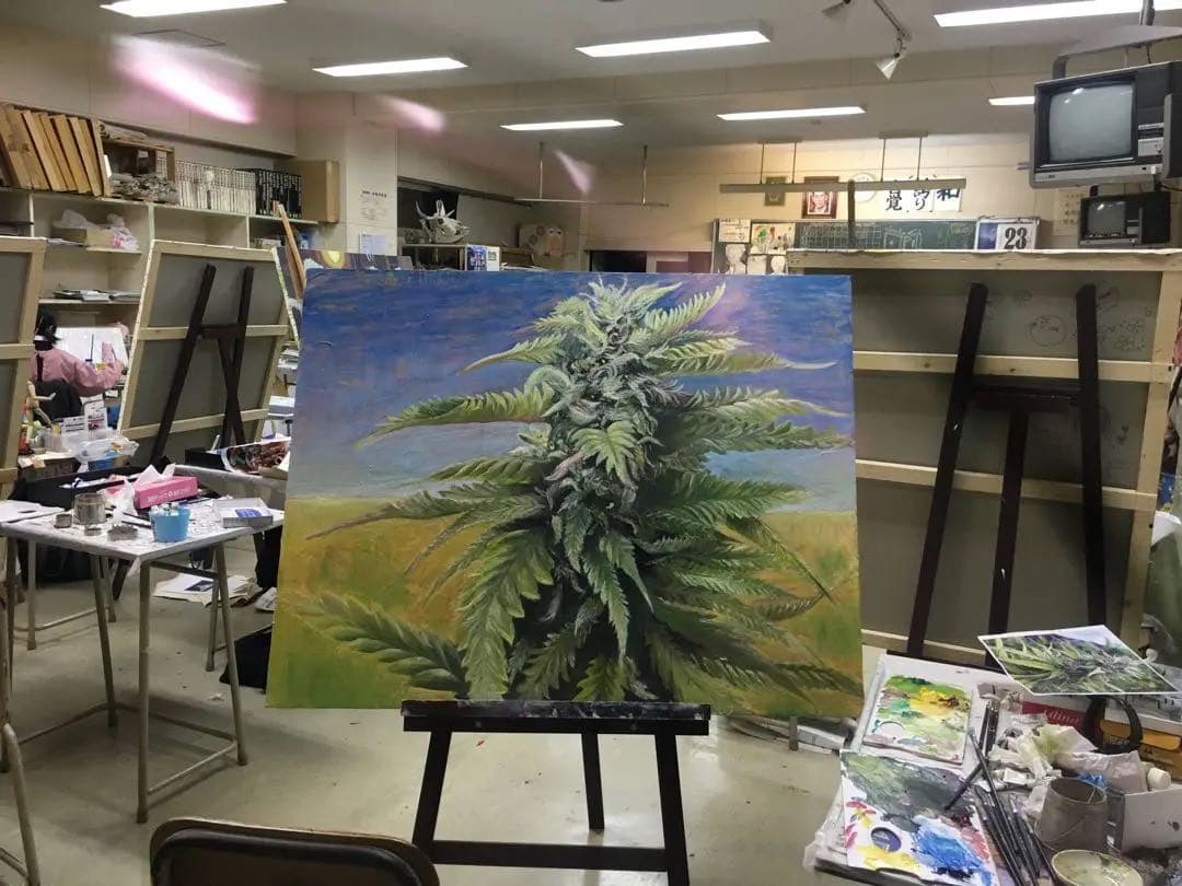 油絵 麻 大麻 マリファナ バッヅ  marijuana 値下げ