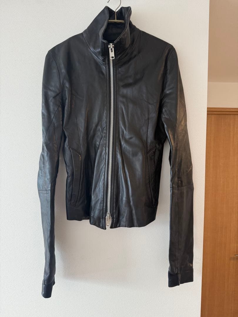 ekam ブラックレザーシングルライダースジャケット