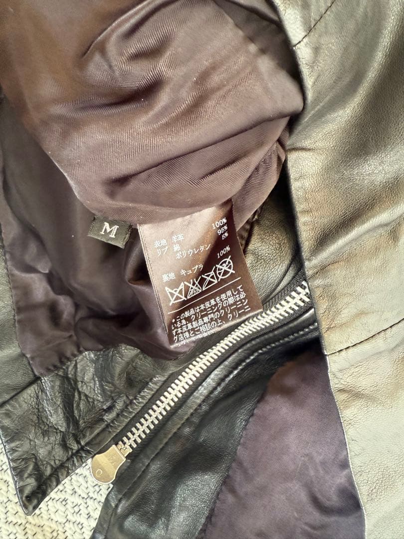 ekam ブラックレザーシングルライダースジャケット