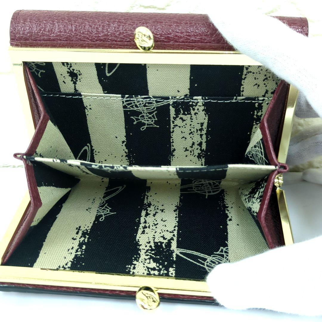 ヴィヴィアンウエストウッド/三つ折り財布/がま口タイプ/ワインレッド系　「美品」