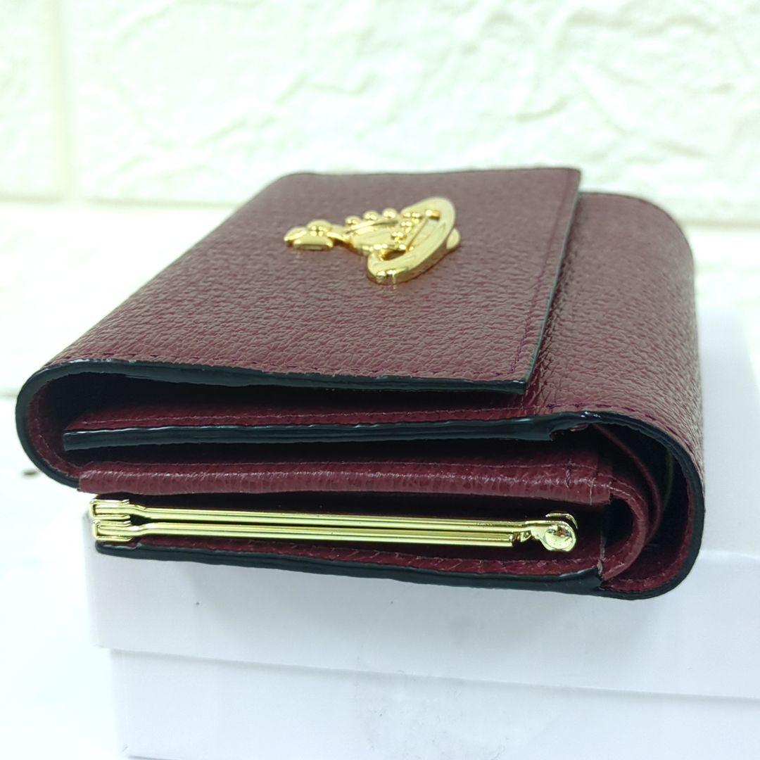 ヴィヴィアンウエストウッド/三つ折り財布/がま口タイプ/ワインレッド系　「美品」