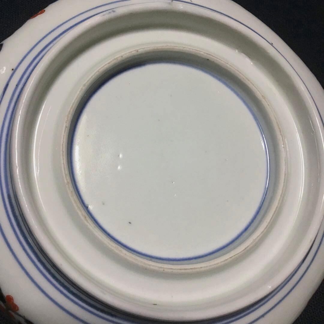 伊万里焼 色絵 草花紋様 八角 七寸深鉢 /骨董/時代物