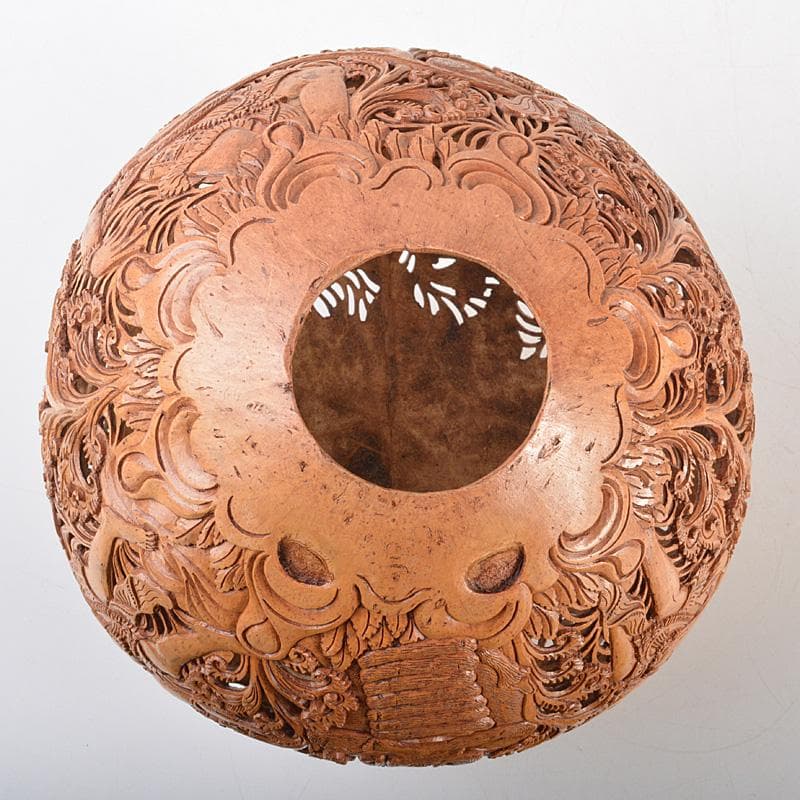 仏教美術　椰子の実彫刻　神獣透　ランプシェード　C　R7318