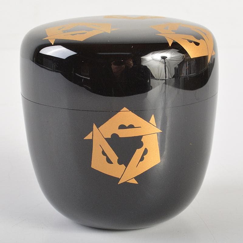 茶道具　鱗鶴蒔絵　大棗　堀内宗完(兼中斎)極め箱　M　R7198