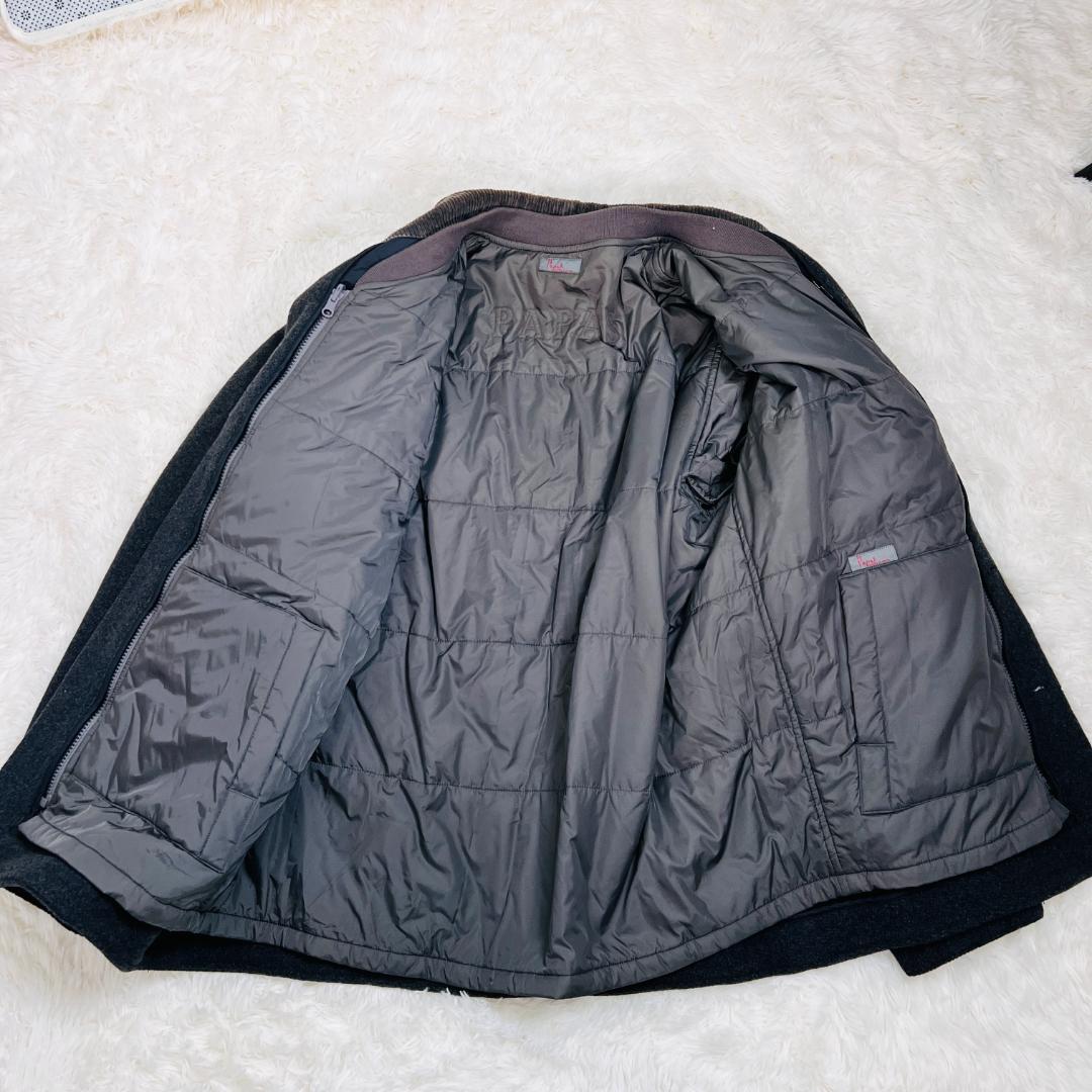 【パパス】ハンティングジャケット 中綿ライナー リバー コーディロイ 異素材 L