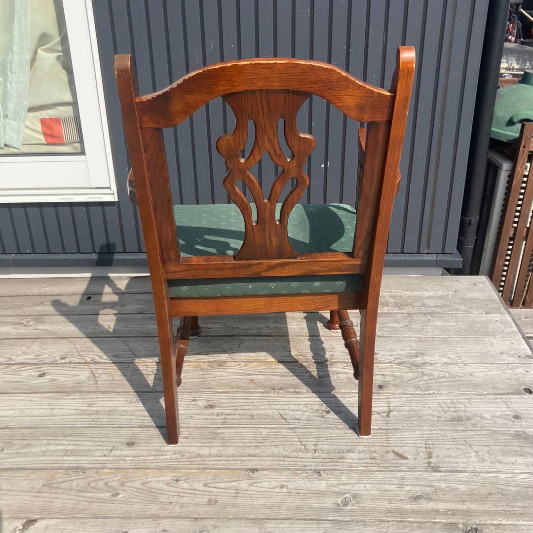 アンティーク 木製椅子 彫刻装飾 アームチェア ダイニングチェア ビンテージ