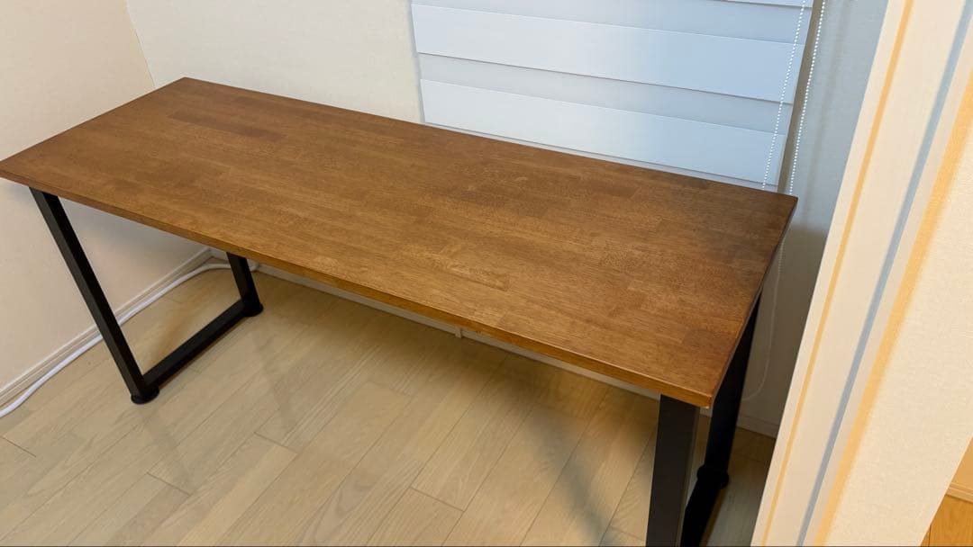 kanademon デスク/ラバーウッド ブラウン × Black Steel