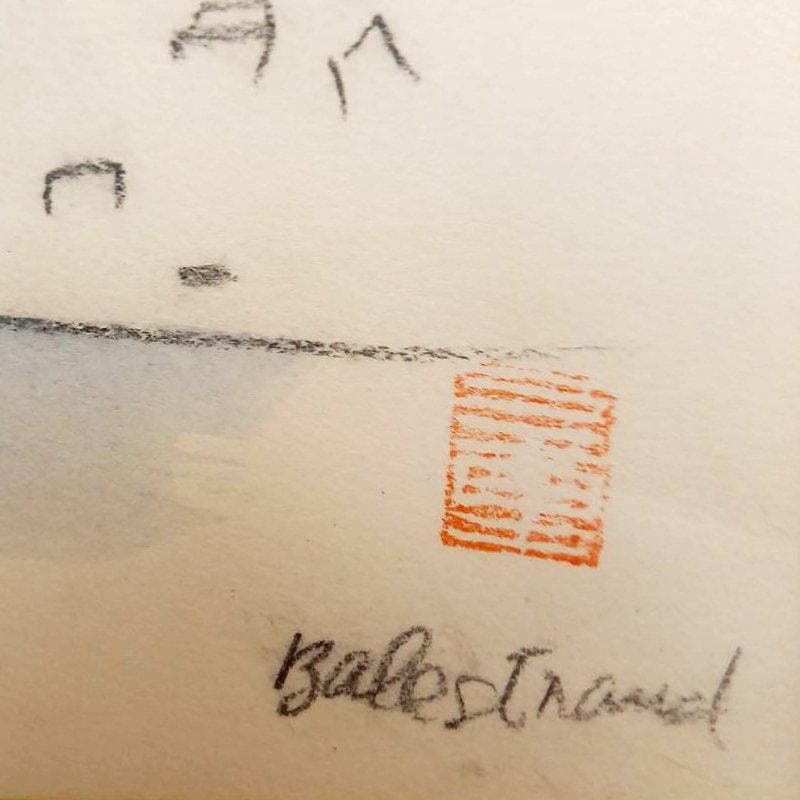 ☆田辺三重松☆「ノルウェー（バレストランド）」　デッサン画　未使用額！